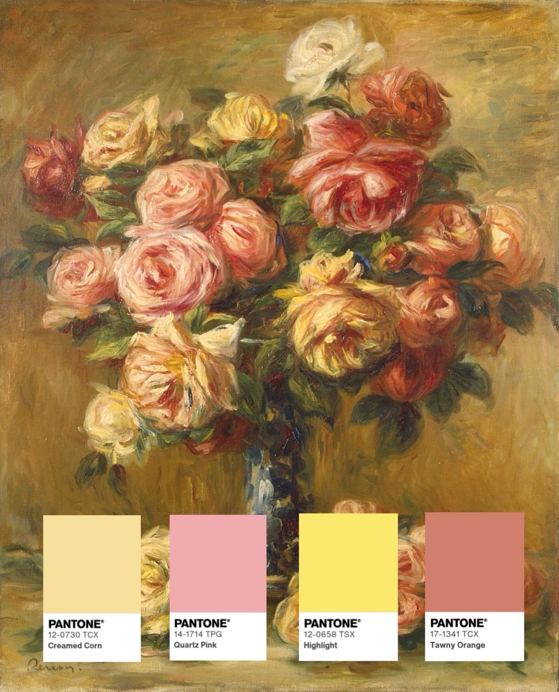 《Roses in a Vase》｜Pierre-Auguste Renoir
